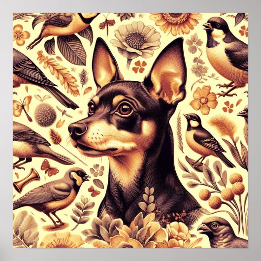 Pinscher Illustratie Poster (Voorkant)
