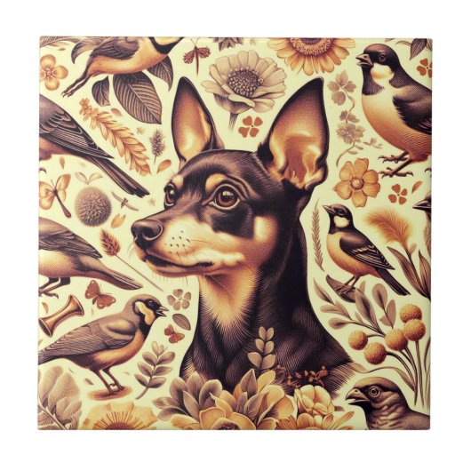 Pinscher Illustratie Tegeltje (Voorkant)