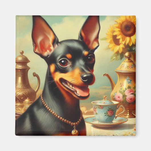  Pinscher Schilderij Magneet (Voorkant)