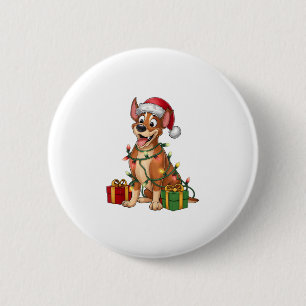 Pinscher Xmas Verlichting Santa Hat Pinscher Dog C Ronde Button 5,7 Cm