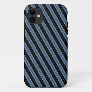 Pinstrepen blauw zwart witte diagonale strepen Case-Mate iPhone case