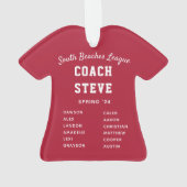 Pinstripe Baseball Jersey Coach & Team Roster Ornament (achterkant)