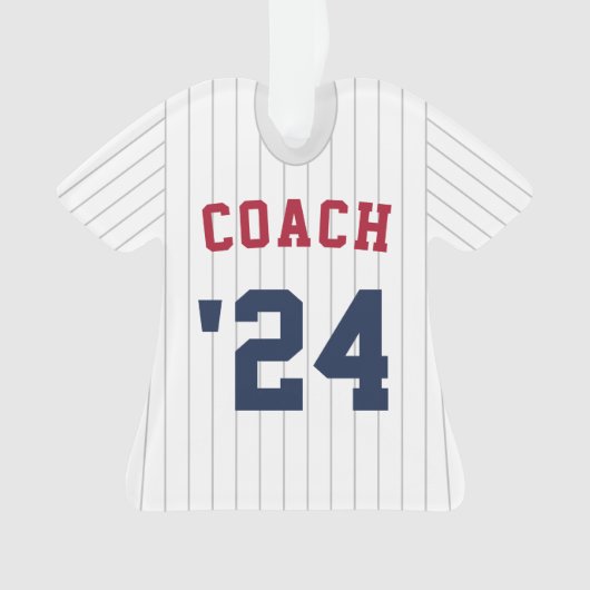 Pinstripe Baseball Jersey Coach & Team Roster Ornament (voorkant)
