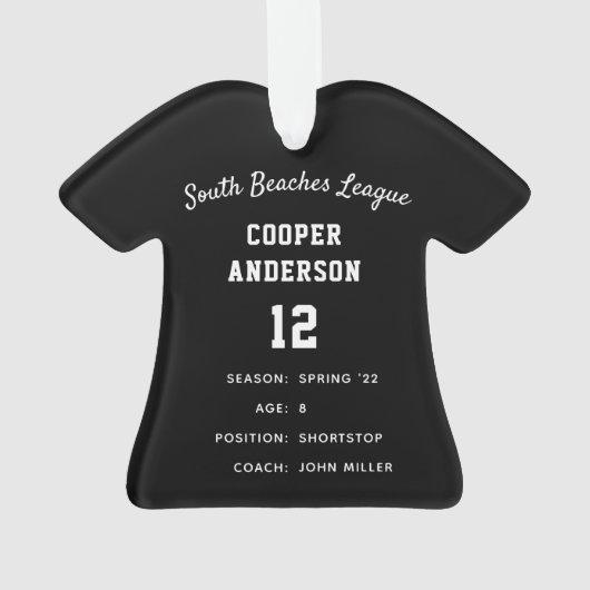 Pinstripe Baseball Jersey Player Stats Ornament (achterkant)