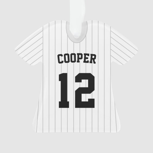 Pinstripe Baseball Jersey Player Stats Ornament (voorkant)