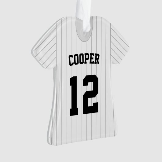Pinstripe Baseball Jersey Player Stats Ornament (voorkant)
