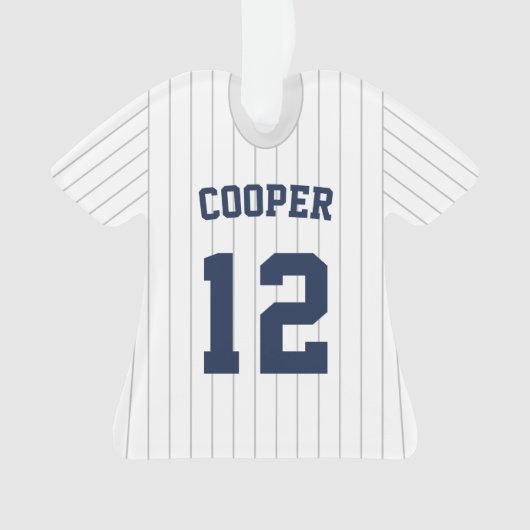 Pinstripe Baseball Jersey Player Stats Ornament (voorkant)