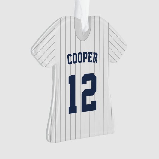 Pinstripe Baseball Jersey Player Stats Ornament (voorkant)