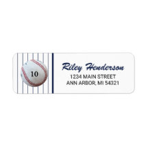 Pinstripe Birthday Baseball Return-adres