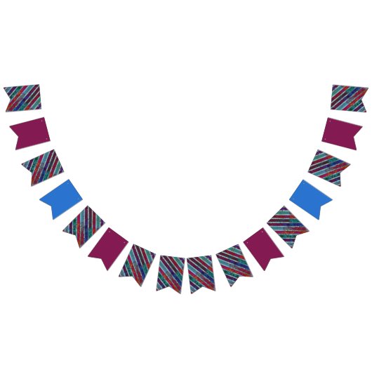 Pinstripe Contemporary Wine Blue / Mixed Design Vlaggetjes (Alle)