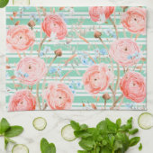 Pinstripe Floral Pattern Kitchen Towel Theedoek (Gevouwen)