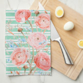 Pinstripe Floral Pattern Kitchen Towel Theedoek (Quarter Fold)