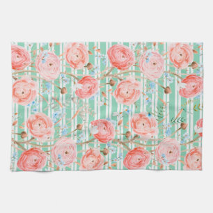 Pinstripe Floral Pattern Kitchen Towel Theedoek