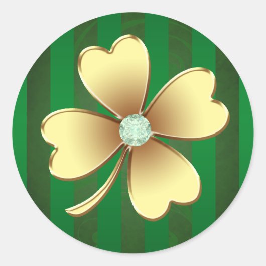 Pinstripe Gold Jeweled Shamrock Stickers (Voorkant)