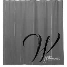 Pinstripe Gray Monogram Douchegordijn