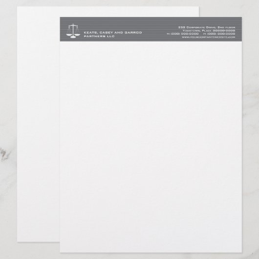 Pinstripe Law Scales Attorney Gepersonaliseerd Briefhoofd (Voorkant / Achterkant)