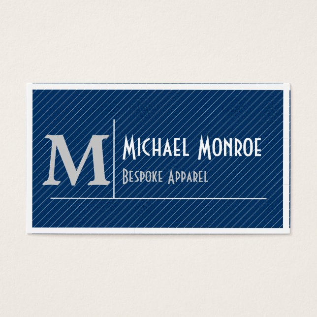 Pinstripe Monogrammen Visitekaartjes (Voorkant)