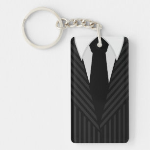 Pinstripe pak Stropdas rechthoekige eenzijdige sle Sleutelhanger