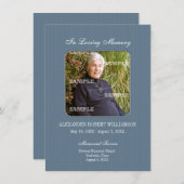 Pinstripe Photo Memorial Invitation Aankondiging (Voorkant / Achterkant)