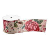 Pinstripe Pink Roses Satijnen Lint (Spoel)