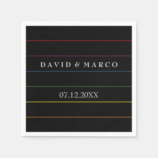 Pinstripe Pride Kleuren LGBT Bruiloft Servet (Voorkant)