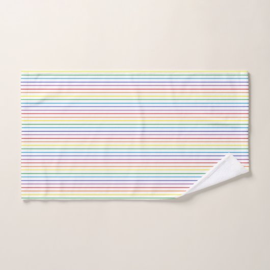 Pinstripe Rainbow White Bad Handdoek (Handdoek)