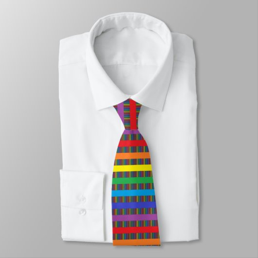 Pinstripe regenboog en regenboogstrips zwart stropdas (Gebonden)