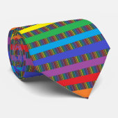 Pinstripe regenboog en regenboogstrips zwart stropdas (Opgerold)