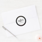Pinstripe regenboog op massief zwart LGBT bruiloft Ronde Sticker (Envelop)