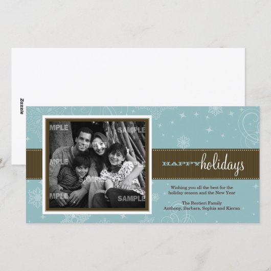 Pinstripe Ribbon Holiday-fotokaart Feestdagenkaart (Voorkant / Achterkant)