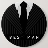Pinstripe Suit Bachelor Party Best Man Round Pin Ronde Button 6,0 Cm (Voorkant)