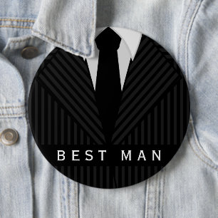 Pinstripe Suit Bachelor Party Best Man Round Pin Ronde Button 6,0 Cm