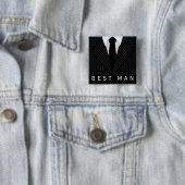 Pinstripe Suit Bachelor Party Best Man Square Pin Vierkante Button 5,1 Cm (In situ)