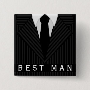 Pinstripe Suit Bachelor Party Best Man Square Pin Vierkante Button 5,1 Cm