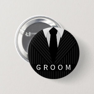 Pinstripe Suit Bachelor Party Groom Round Badges Ronde Button 5,7 Cm