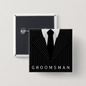 Pinstripe Suit Bachelor Party Groomsman Square Pin Vierkante Button 5,1 Cm (Voorkant /achterkant)