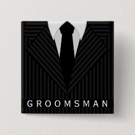 Pinstripe Suit Bachelor Party Groomsman Square Pin Vierkante Button 5,1 Cm