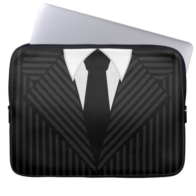 Pinstripe Suit en Stropdas Cool 13-inch laptophoez Laptop Sleeve (Voorkant)