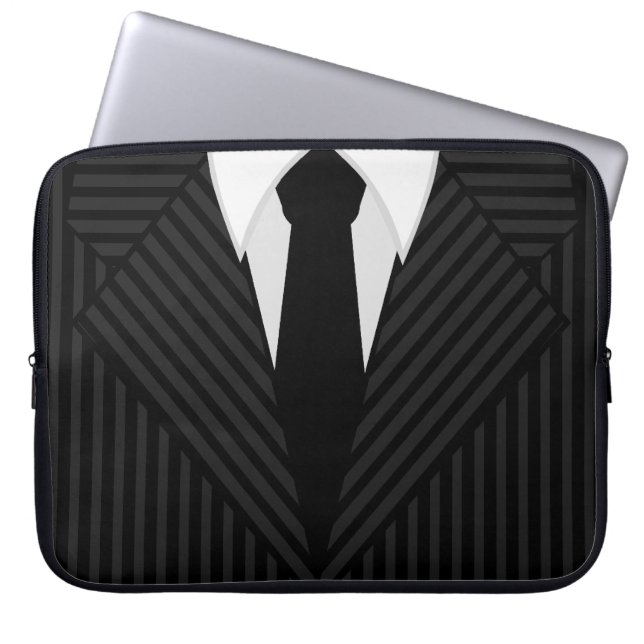Pinstripe Suit en Stropdas Cool 15-inch laptophoez Laptop Sleeve (Voorkant)