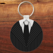 Pinstripe Suit en Stropdas Mannen Klassieke Round  Sleutelhanger (Voorkant)