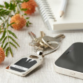 Pinstripe Suit en Stropdas Metal Rectangle Sleutel Sleutelhanger (Zijkant)