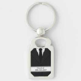 Pinstripe Suit en Stropdas Metal Rectangle Sleutel Sleutelhanger