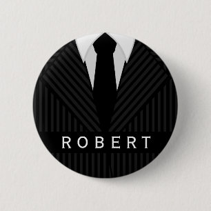 Pinstripe Suit Mannen Mode Ronde Name Tag Badge Button 5,7 Cm