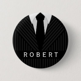 Pinstripe Suit Mannen Mode Ronde Name Tag Badge Ronde Button 5,7 Cm