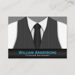 Pinstripe Suit Stropdas Grote Bartender Visitekaar Visitekaartje