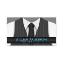 Pinstripe Suit Vest Stropdas Bartender Visitekaart