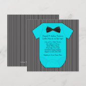 Pinstripe Zwart Blauw Baby Jongen Douche Kaart (Voorkant / Achterkant)