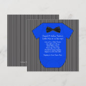 Pinstripe Zwart Blauw Baby Jongen Douche Kaart (Voorkant / Achterkant)