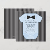 Pinstripe Zwart Blauw Baby Jongen Douche Kaart (Voorkant / Achterkant)