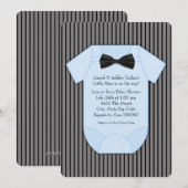 Pinstripe zwart en blauw Baby shower Kaart (Voorkant / Achterkant)